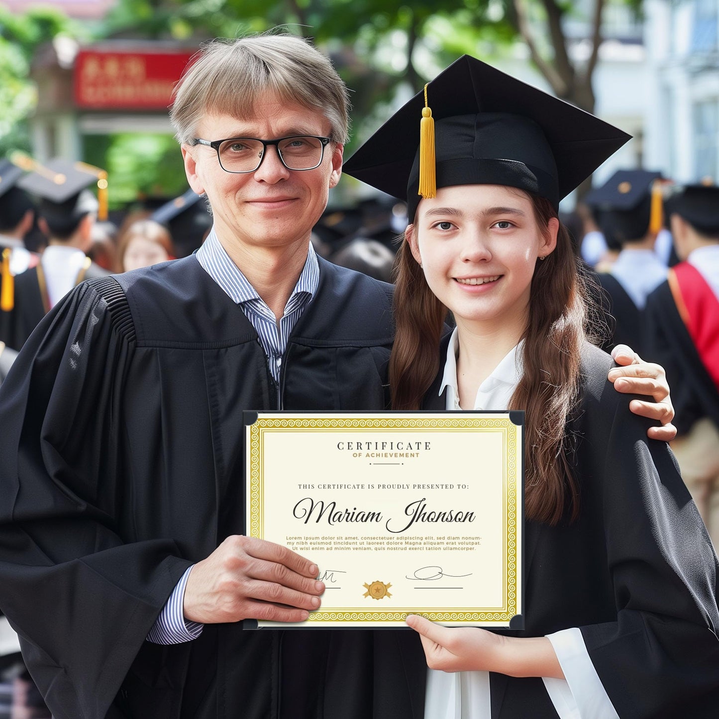 SUNEE Single Sided Certificate Holders, 50 Packs Black Diploma Holders, Certificate Covers with Gold Foil Border for Letter Size 8.5 x 11 Certificate Paper, Cardstock, Award, Graduation, Documents
