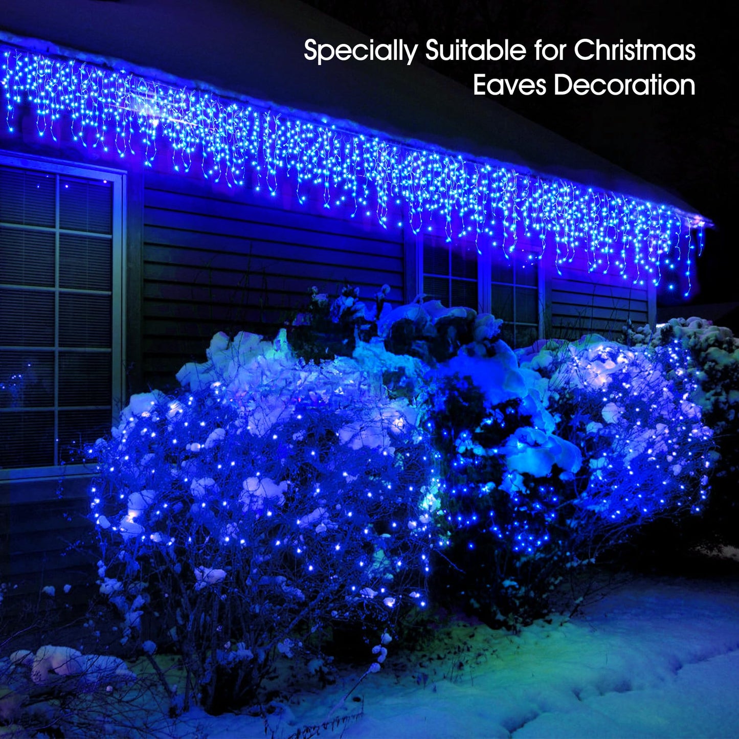 WBao Icicle Lights Outdoor, 432 LED 33FT Christmas Lights With 81 Drops, Remote Control, 3 Timer Settings, 8 Modes, Waterproof, Connectable for Wedding, Holiday Eaves Decor, Blue