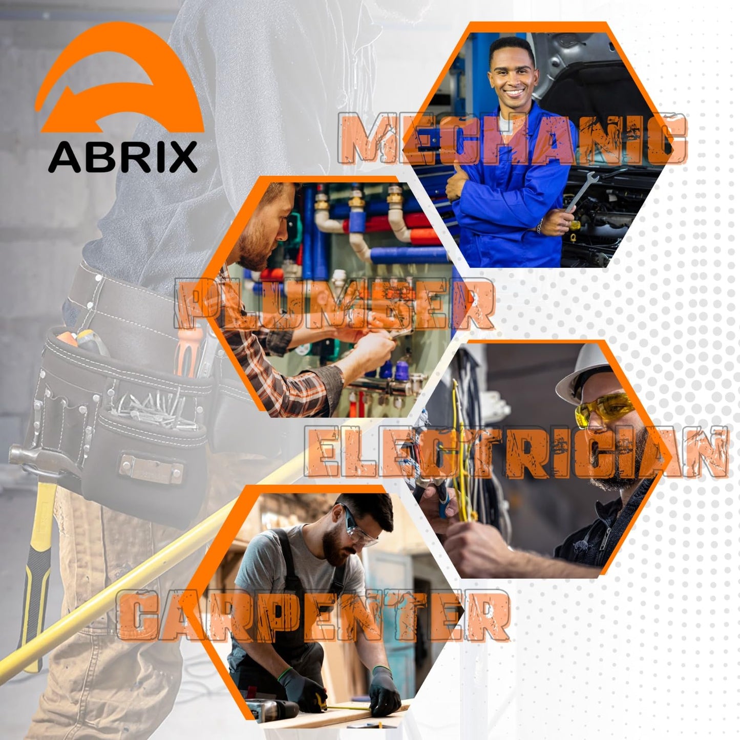 ABRIX Heavy Duty Tool Belt for Men – 4MM Thick Genuine Leather, Brass Buckle & Rivets | Foam Padded Comfort | 28-Pocket Carpenter & Framing Rig | Fits Waist 32 to 52 Inches | Professional Work Belt