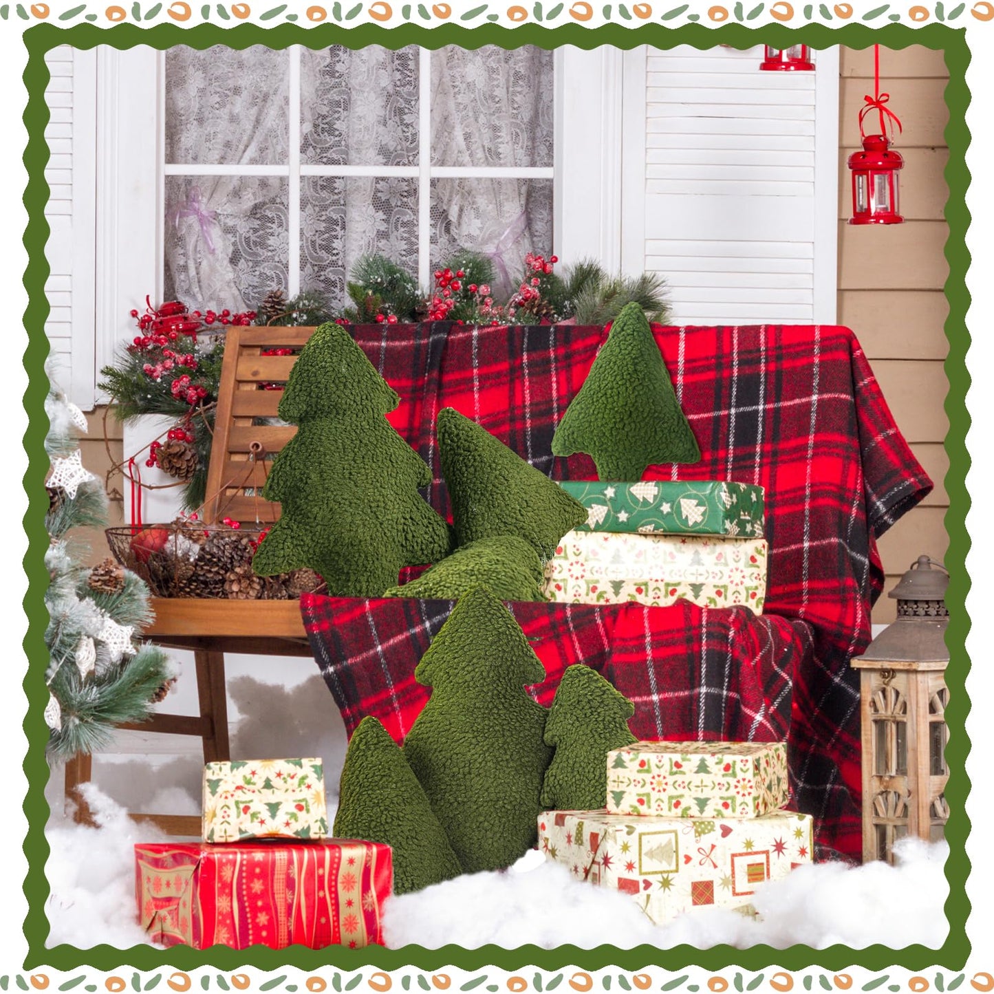 Shappy 3 Pcs Christmas Tree Throw Pillows Xmas Tree Shaped Plush Pillow Stuffed Christmas Decor for Party Home Sofa Cushion Bed Decorations