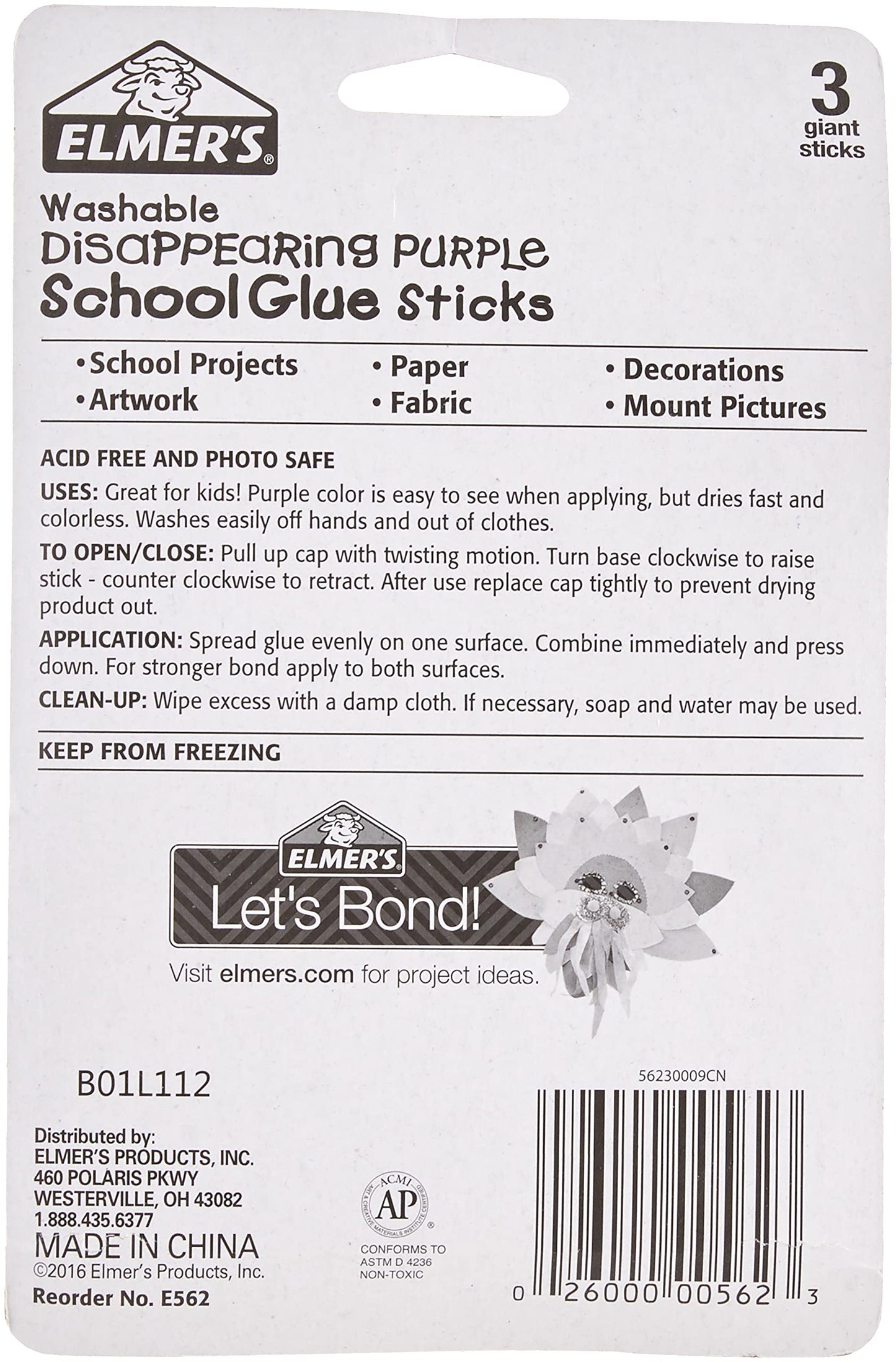 Elmer's Disappearing Purple School Glue Sticks, Washable, 22 Grams, 18 Sticks Total (Packaging May Vary)