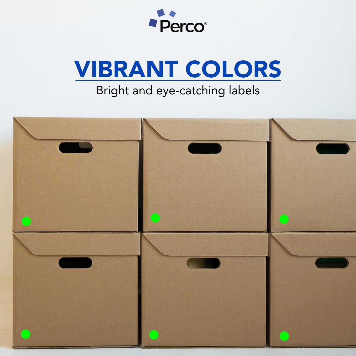 Perco Fluorescent Green 1-Inch Round Circle Dot Sticker Labels - Multi-Roll Pack (3 Rolls, 1,000 Labels Each) - Permanent Adhesive, Vibrant Colors, Strong Hold - Perforated for Easy Use - Made in USA