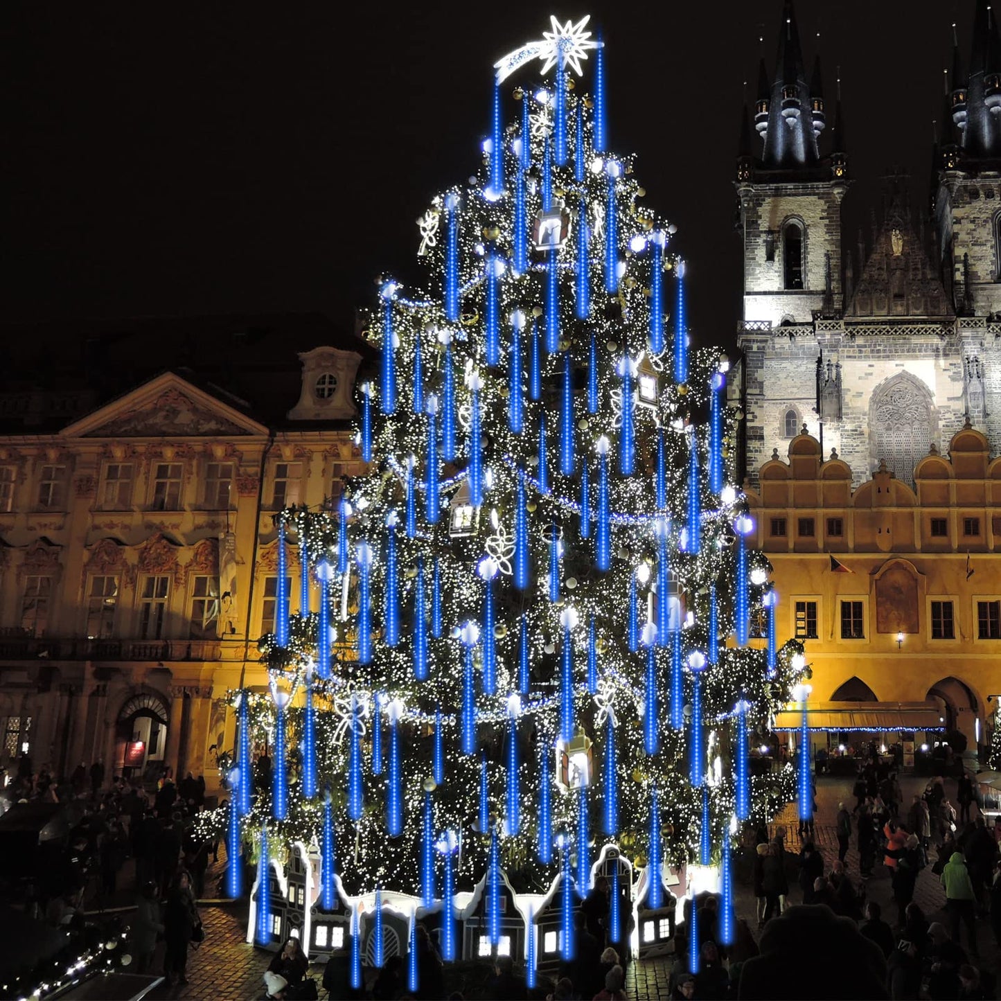 BlueFire Meteor Shower Lights, 540 LED 10-Tube 19.7" Waterproof Falling Rain Christmas Lights, Outdoor Icicle String Lights for Tree, Yard, Patio, Roof, Porch, Holiday Party Decoration (Blue)
