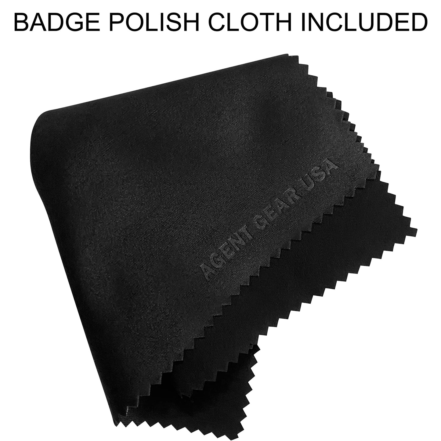 Oval Police Badge Holder Belt Clip - Optional to Use Around The Neck - Black Leather with Badge Polishing Cloth - Perfect Fit USA
