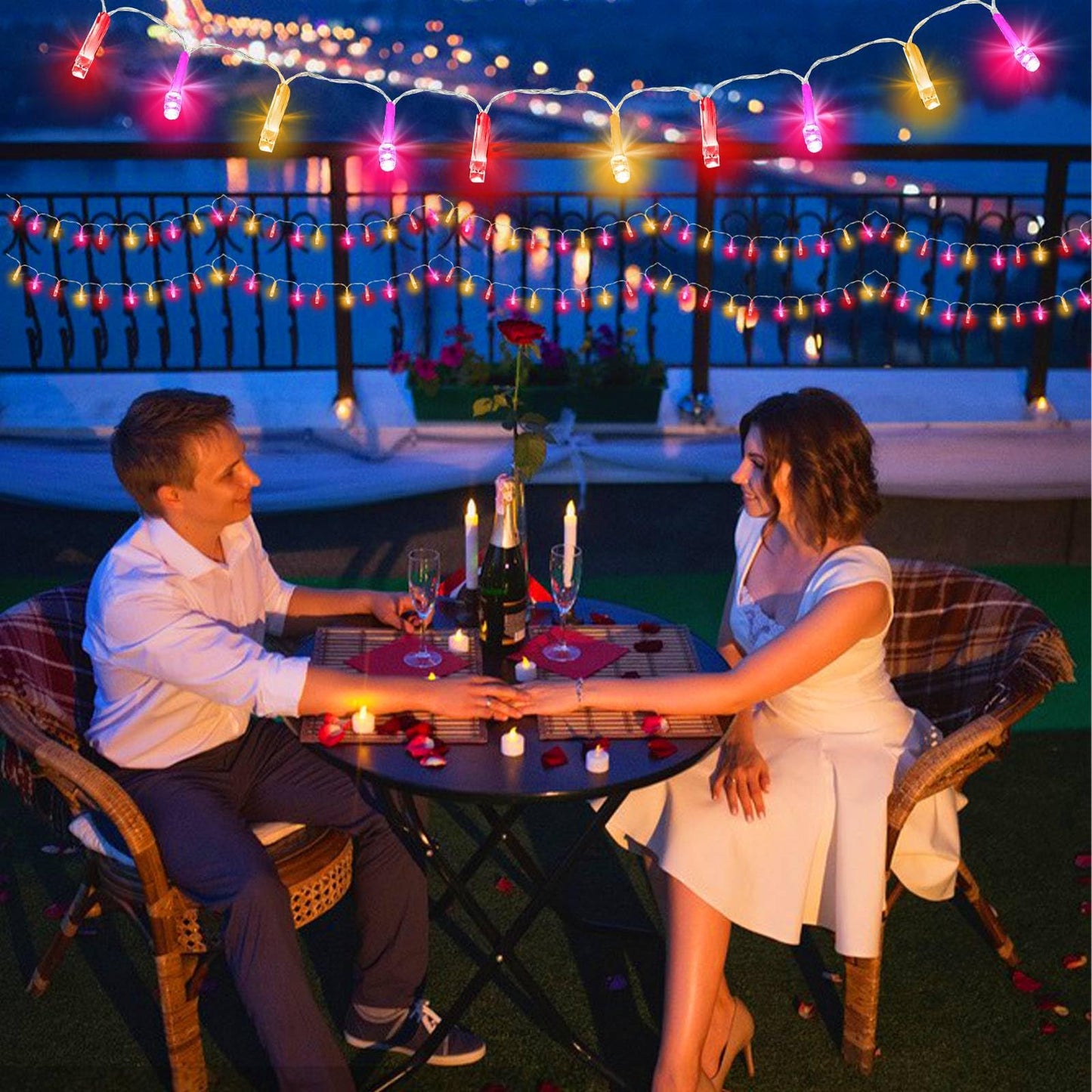 Timer & 8 Mode-33Ft 100LED Valentines Day Decorations Red Pink White Valentines Lights Battery Operated Waterproof Valentines String Lights Valentine Decor for Home Garden Wedding Party Outdoor Indoor