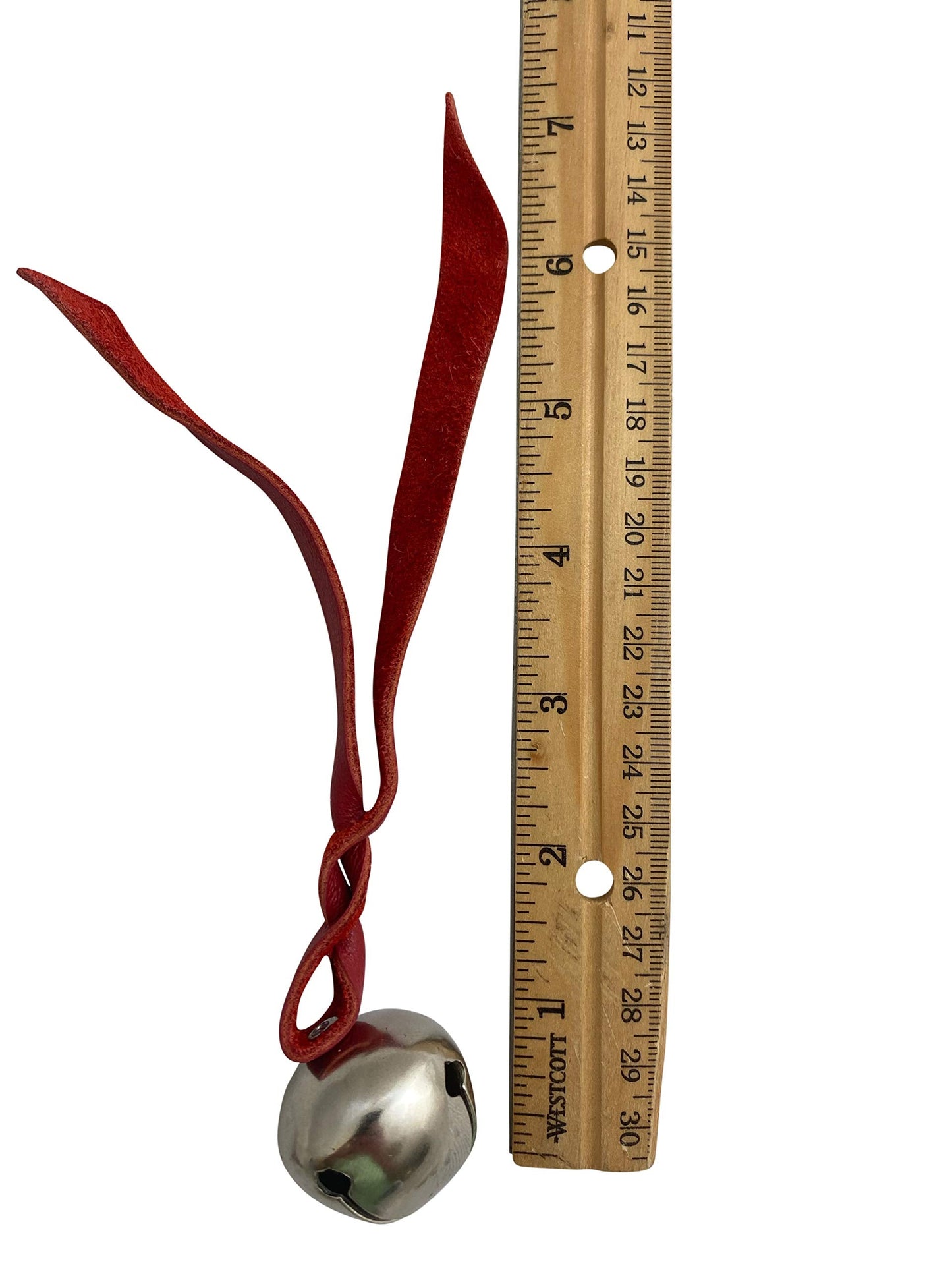 Westmon Works Believe Ornament Metal Sleigh Bell on Leather Cord Christmas Tree Decoration with Gift Bag