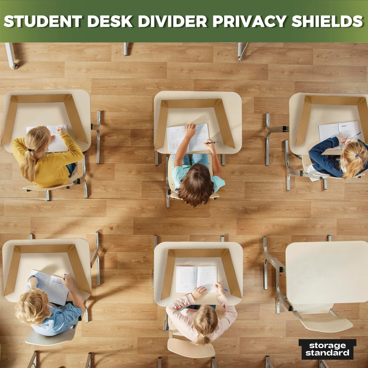 22-Pack Desk Dividers for Students - Durable & Waterproof Plastic Study Carrel Divider, Classroom Folders Teacher Supplies, Easy Clean Plastic Privacy Shield Folder Boards for Student Desks, Brown