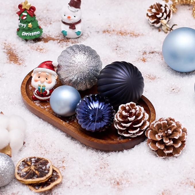 50ct Christmas Balls Ornaments for Xmas Tree, Navy Blue Silver Shatterproof Christmas Tree Decorations Hanging Ball for Holiday Party Decor(1.57"-2.36")
