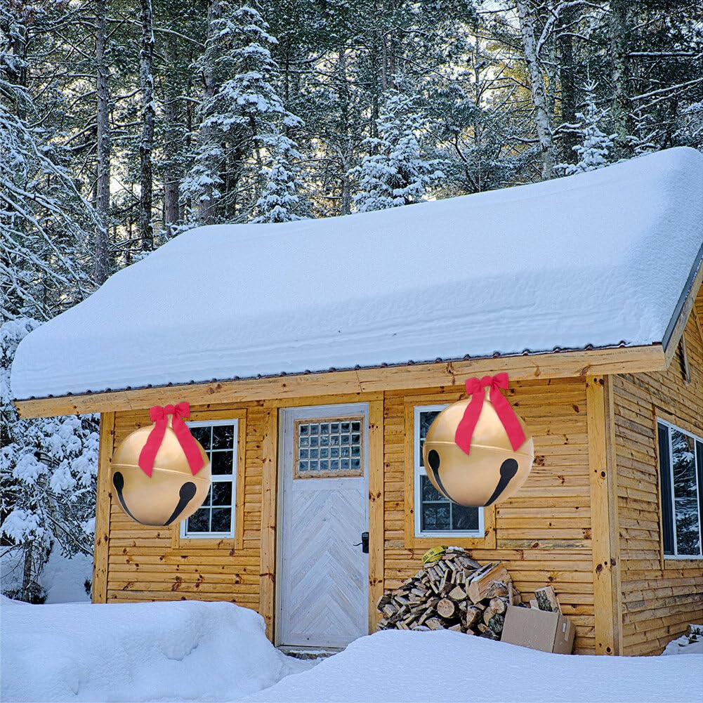 2PCS Inflatable Christmas Ball 23.6IN Giant Jingle Bell Inflatable Ball Fun Christmas Inflatable Yard Decor Xmas Balloon Pendant Outdoor Ornament for Garden Yard Patio Christmas Holiday Decor