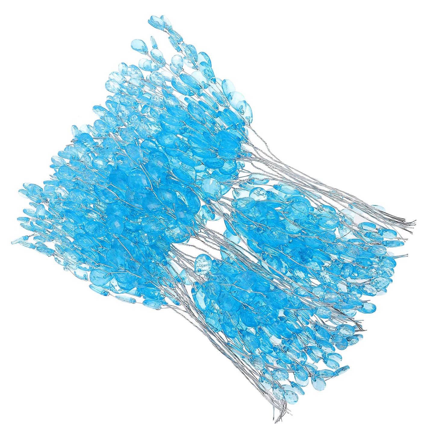VOSAREA Stems 50 Stems Artificial Bouquets Acrylic Bead Drops Branches Bead Sprays for Wedding DIY Crafts (16cm, Blue) Floral Picks with Wire