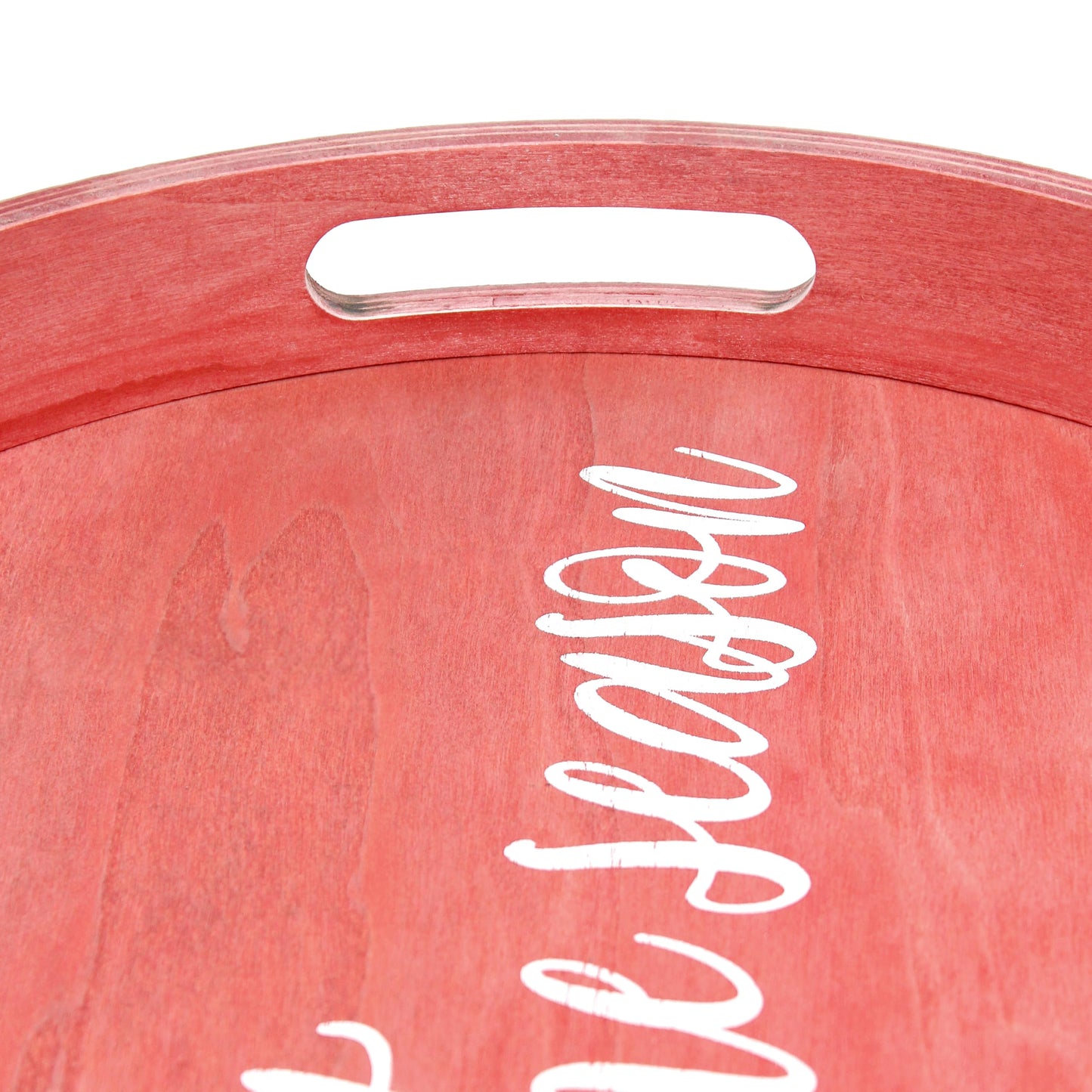 Elegant Designs HG1030-RTS 13.75" Sip & Serve Stylish Wooden Decorative Serving Tray, for Home Décor, Living Room, Counter, Tis The Season in Red Wash