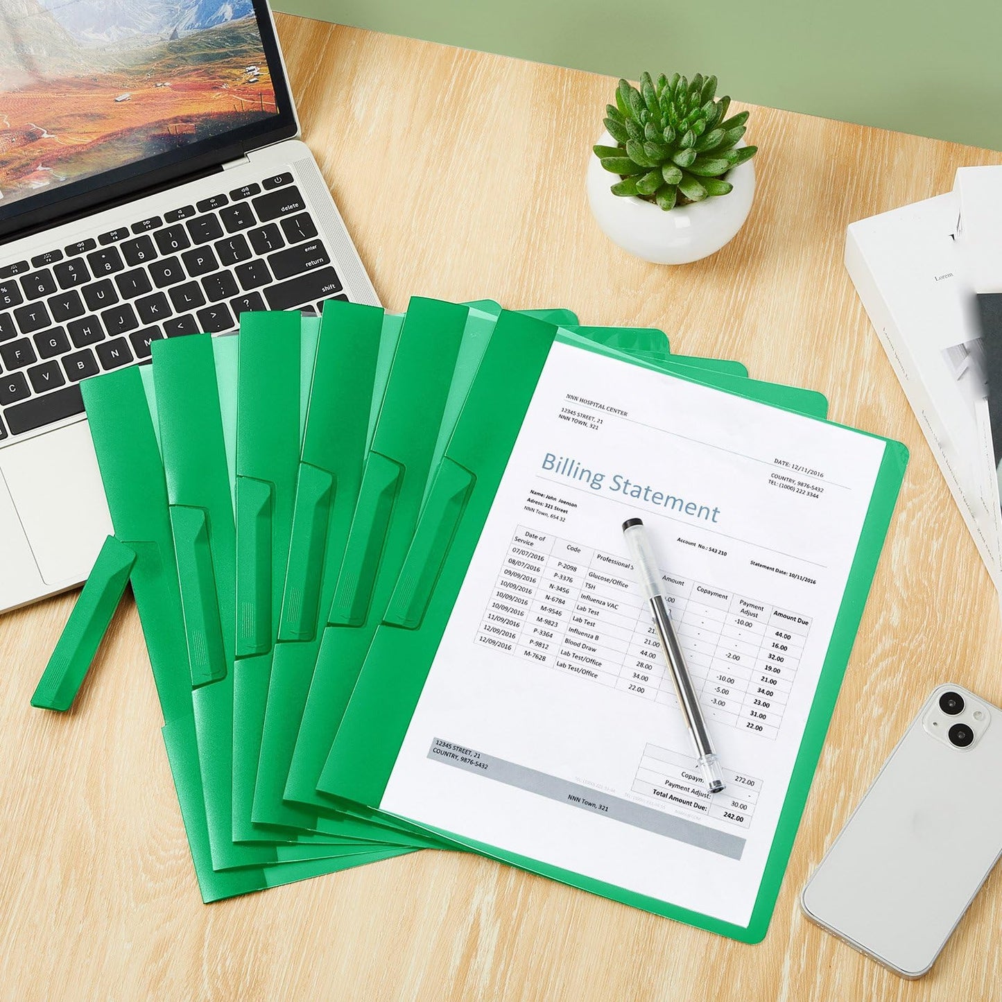 Maitys 25 Pack Durable Clear Report Covers with Rotary Clip 11 x 9 in Letter Size Presentation Folders Transparent Front Cover Portfolio Folder Resume Folder Interview Report Folders (Green)