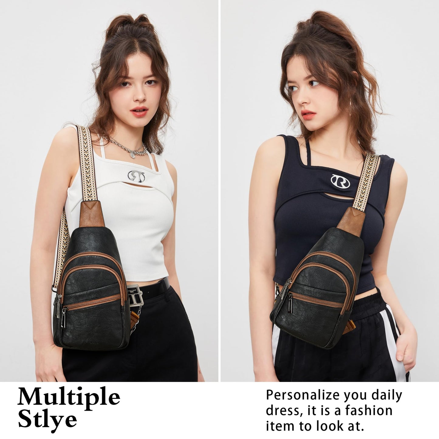 Mroede Sling Bag Crossbody Bags for Women Small Cross Body Bag Fanny Packs Chest Sling Purse for Daily Travel Leisure Sport