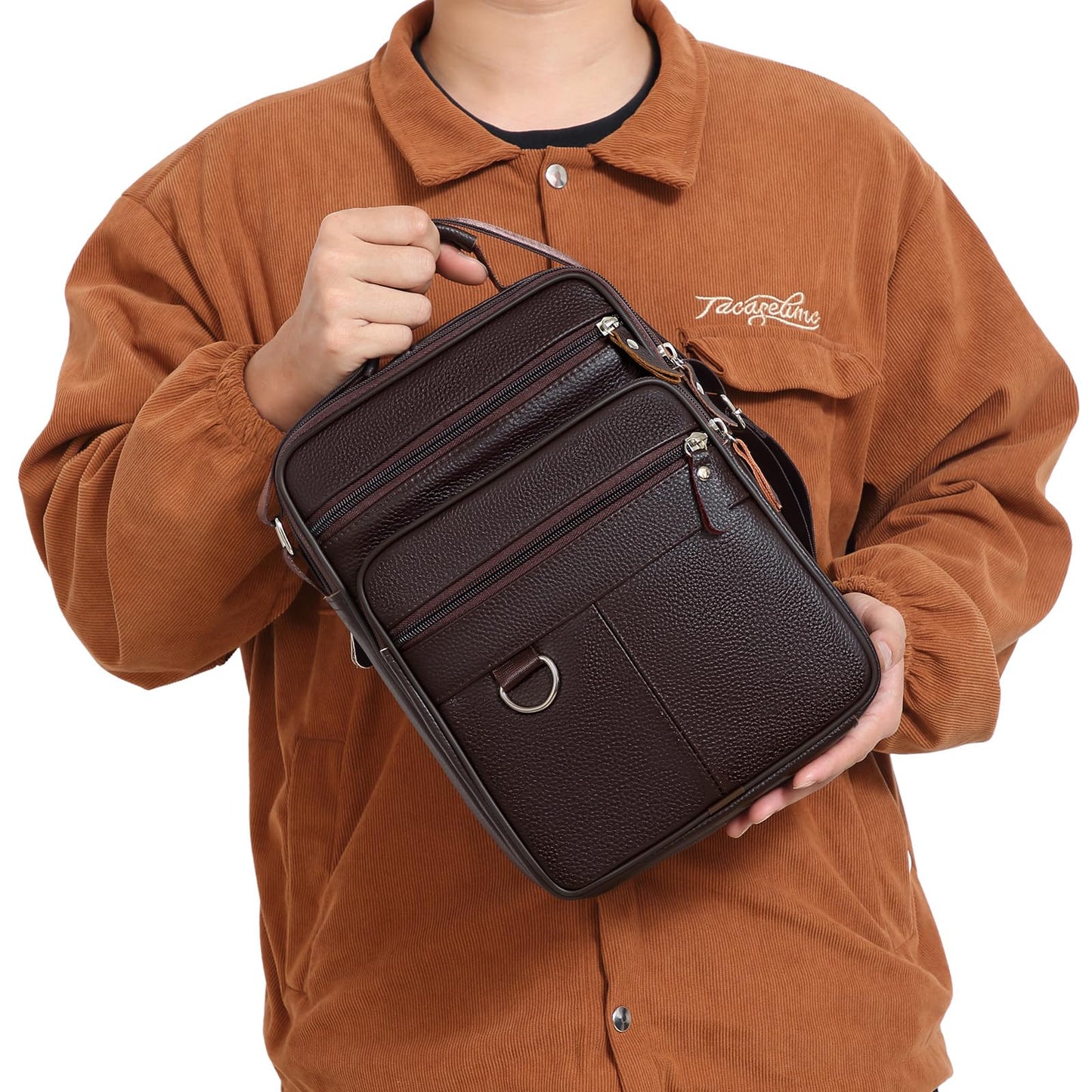 ZZNICK Leather Messenger Bag for Men Large Business Travel Briefcase Crossbody Handbag Man Purse Sling Shoulder Bag
