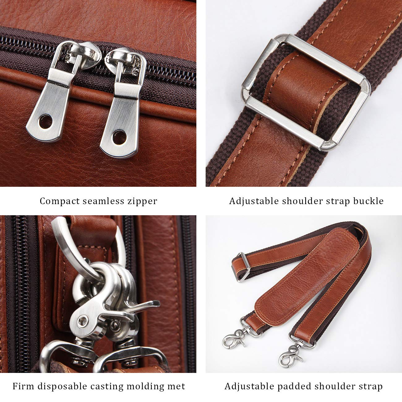 Augus Business Travel Briefcase Genuine Leather Duffel Bags for Men Laptop Bag fits 15.6 inches Laptop (Light Brown)