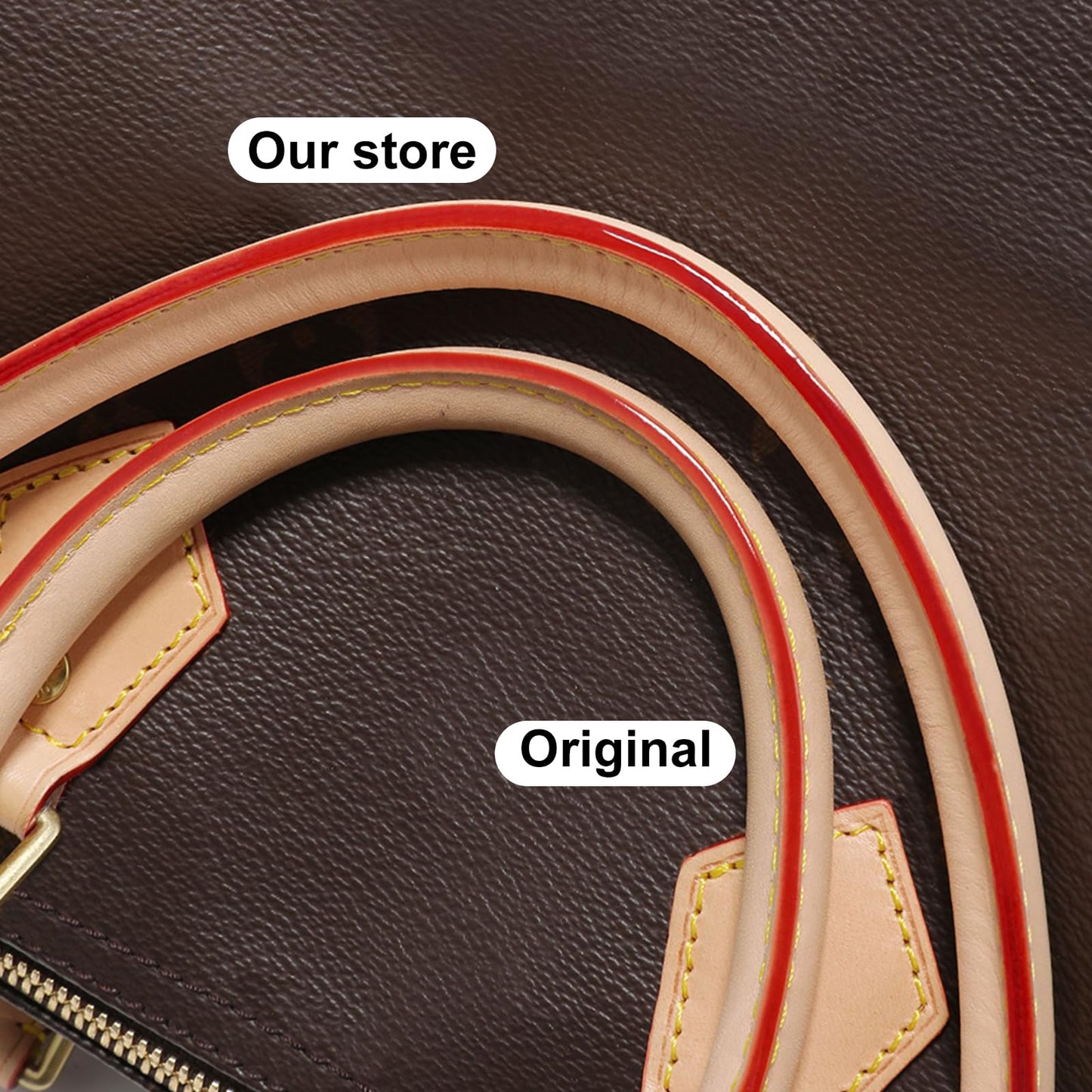KIYOMIL Bag Genuine Vachetta Leather Shoulder Short Strap Replacement Fit for Graceful Damier or Speedy 25 30 35 Handbag (Length:27.5in-APRICOT)
