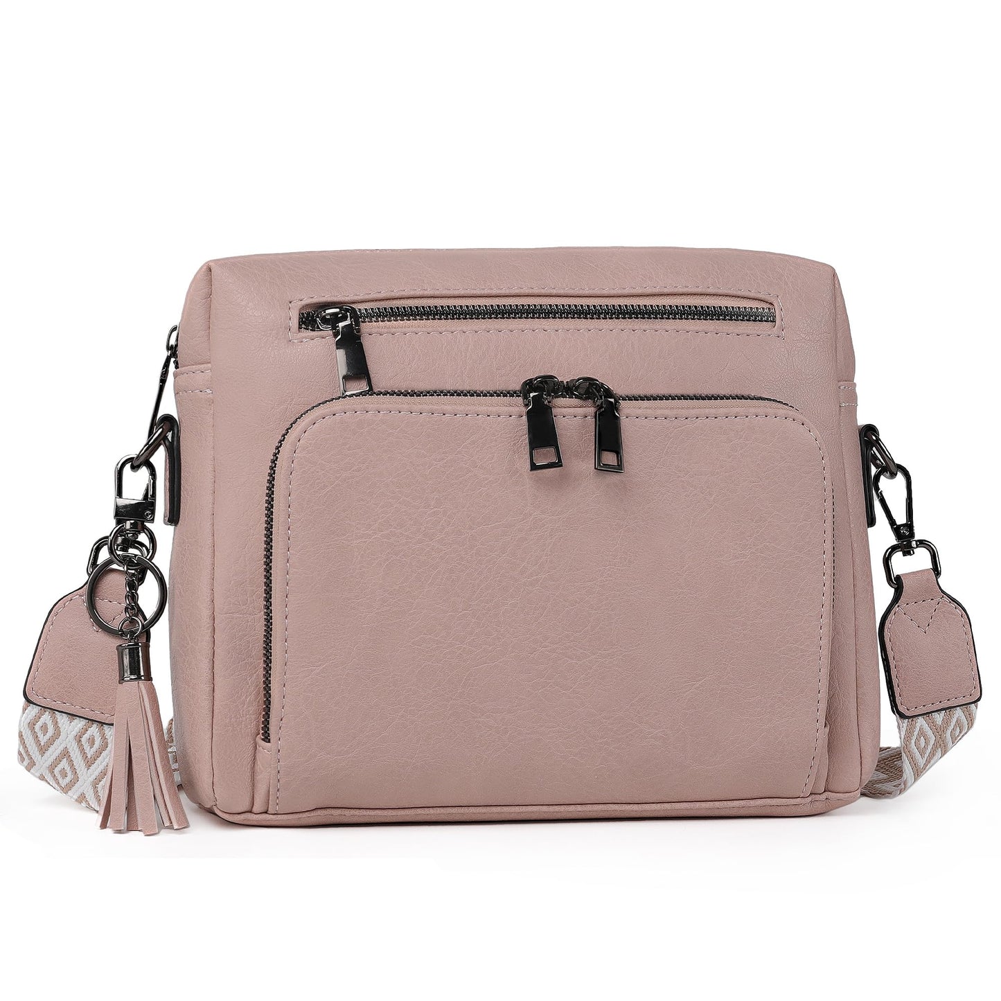 TANTOMI Crossbody Bags for Women Trendy Crossbody Purse Shoulder Handbags Vegan Leather Built in Wallet for Traver-Pink