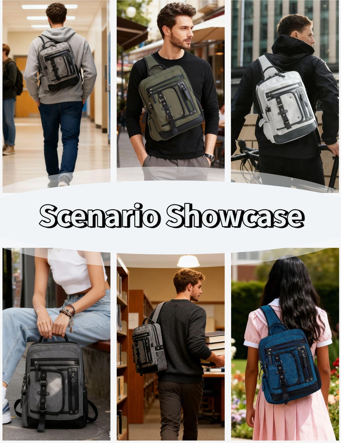 Schkleier Messenger Bag for Men Canvas Sling Bag Crossbody Backpack Laptop Shoulder Bag Hiking Daypacks Casual Tactical