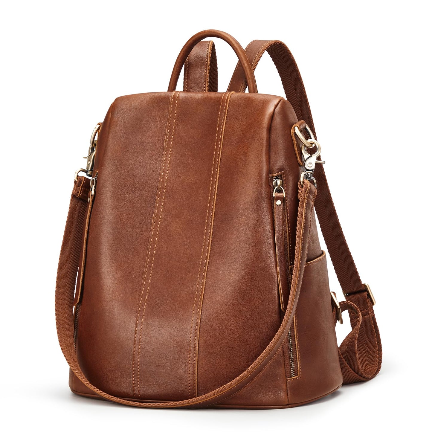 S-ZONE Leather Backpack Purses for Women Antitheft Soft Rucksack Ladies Shoulder Bag Medium