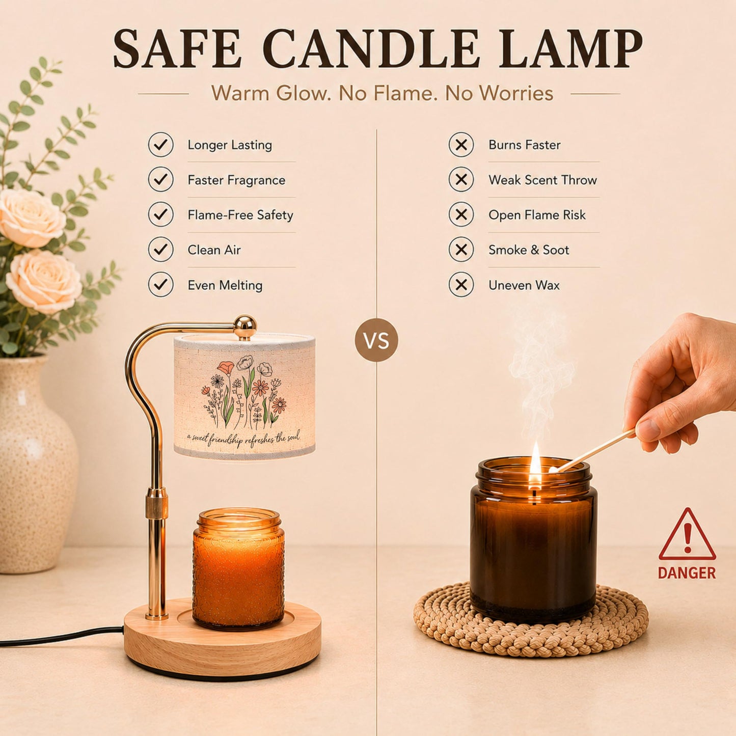 GIFTELIX Candle Warmer Lamp with Timer Dimmable - Electric Candles Wax Warmers Adjustable Height - House Warming New Home Decor - Christmas Birthday Gifts for Women Friend Sister Christian Friendship