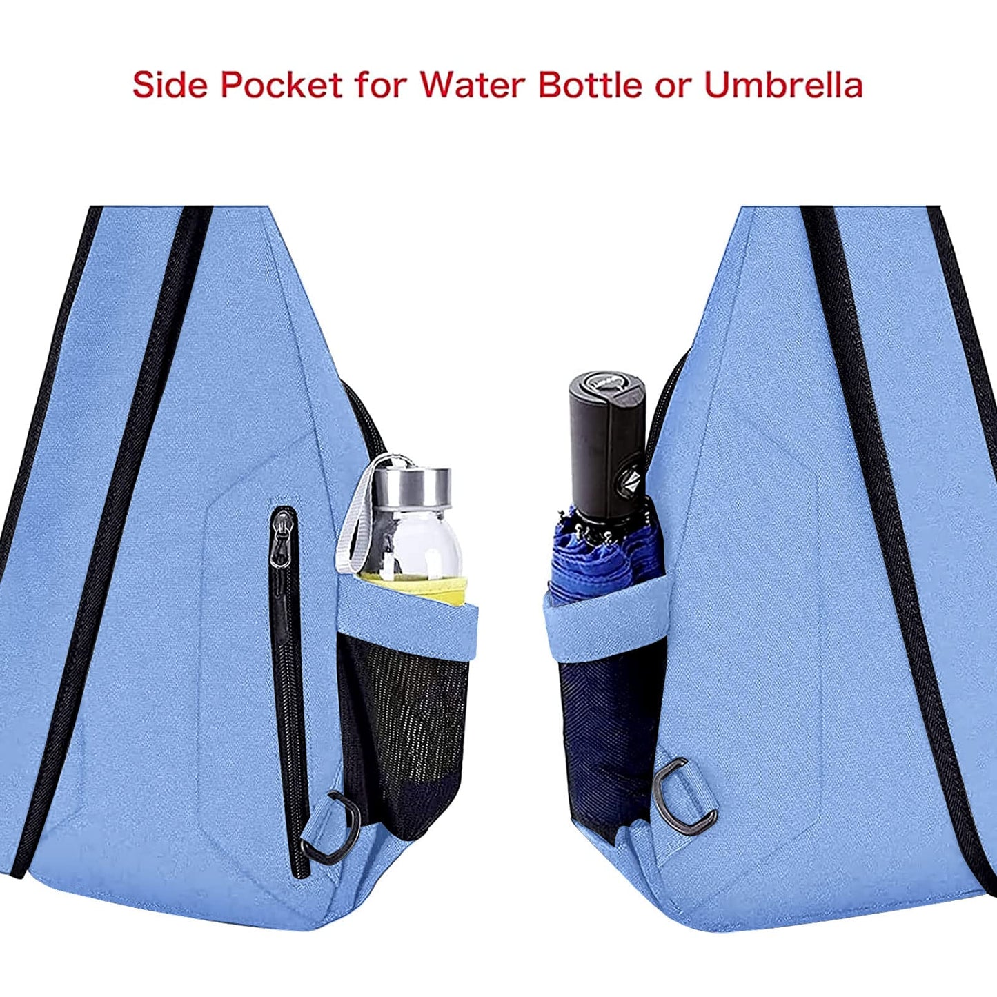 MOSISO Sling Backpack,Canvas Crossbody Hiking Daypack Bag with Anti-theft Pocket, Air Blue
