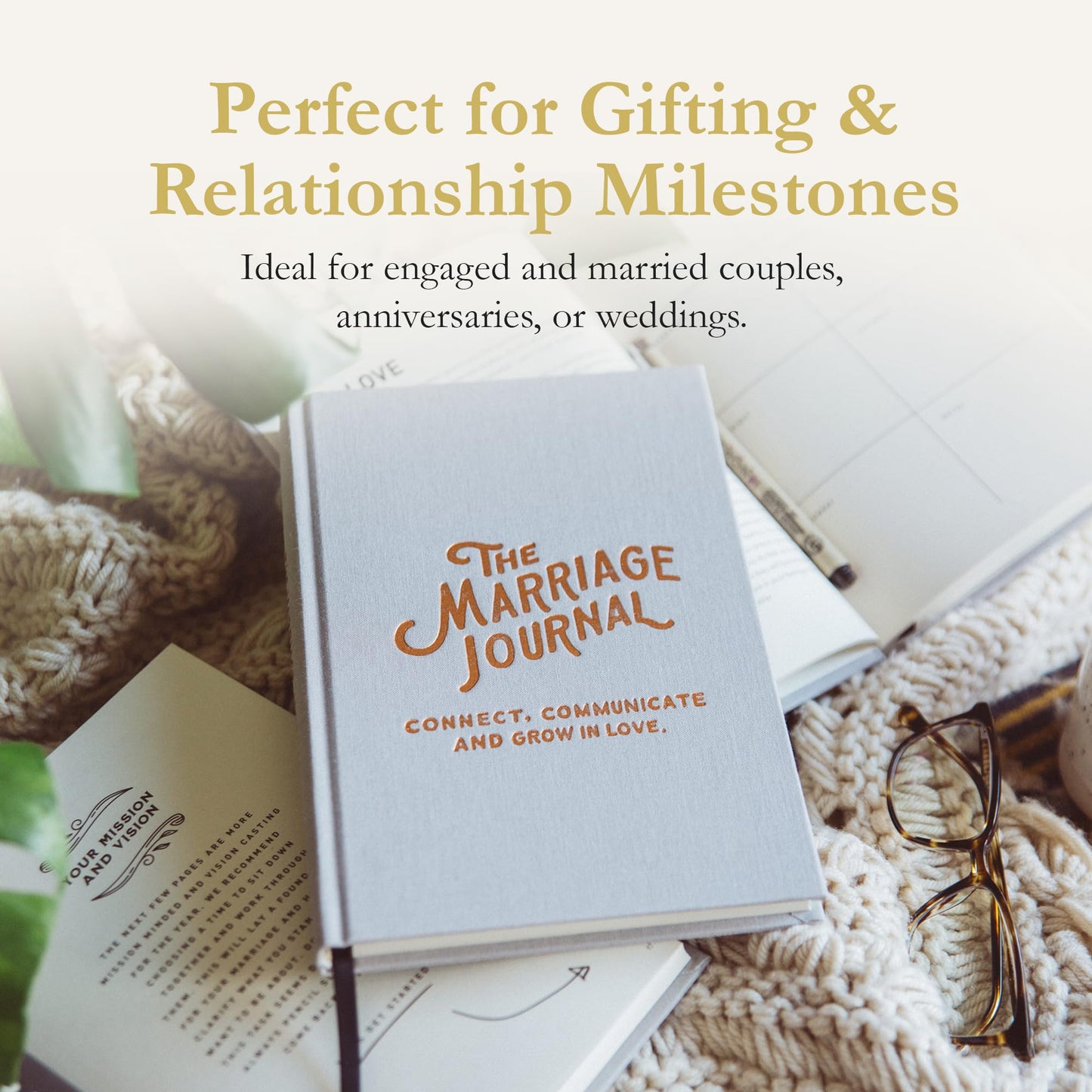 Beating 50 Percent The Marriage Journal - Couples Journal with 52-Week Devotionals & Guided Prompts to Strengthen Communication, Emotional Intimacy & Faith - Gift for Engaged & Married Couples