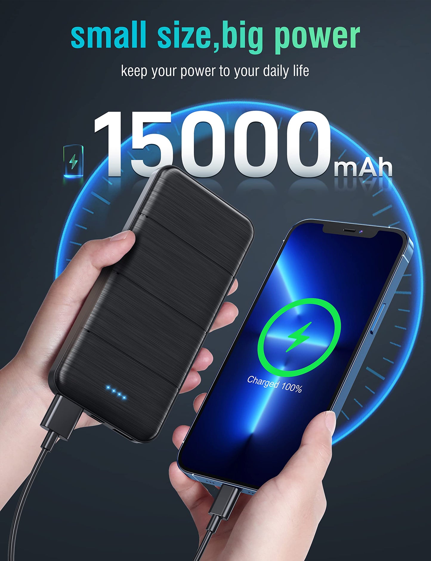 LOVELEDI Portable-Charger-Power-Bank - 2 Pack 15000mAh Dual USB Power Bank Output 5V3.1A Fast Charging Portable Charger Compatible with Smartphones and All USB Devices