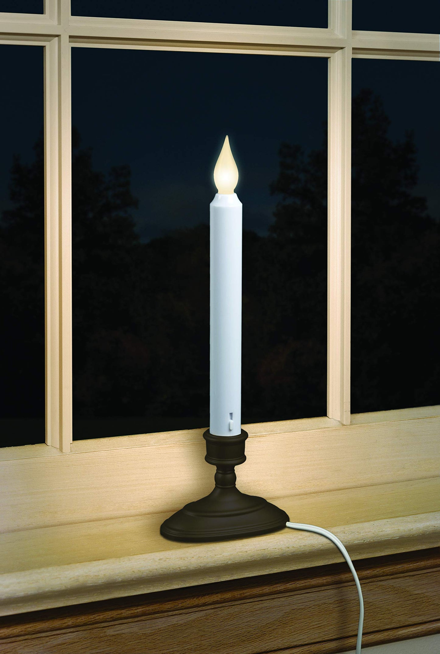 Xodus Innovations FPC1370A-6 LED Plug-in Window Candle with Hot Spot Technology Dusk to Dawn Sensor and Choose Warm or White Flame, Aged Bronze/Black, Pack of 6