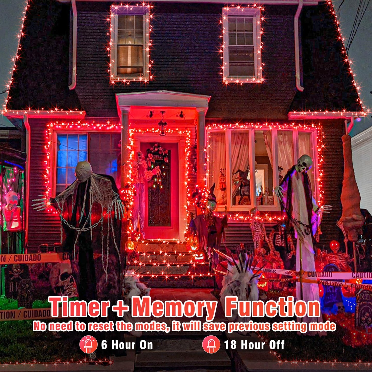 Vivideal 300 LED Red Christmas Lights 100ft String Lights Indoor 8 Modes Clear Wire Connectable Waterproof Plug in Red String Lights for Bedroom Indoor Outdoor Halloween Christmas Decorations