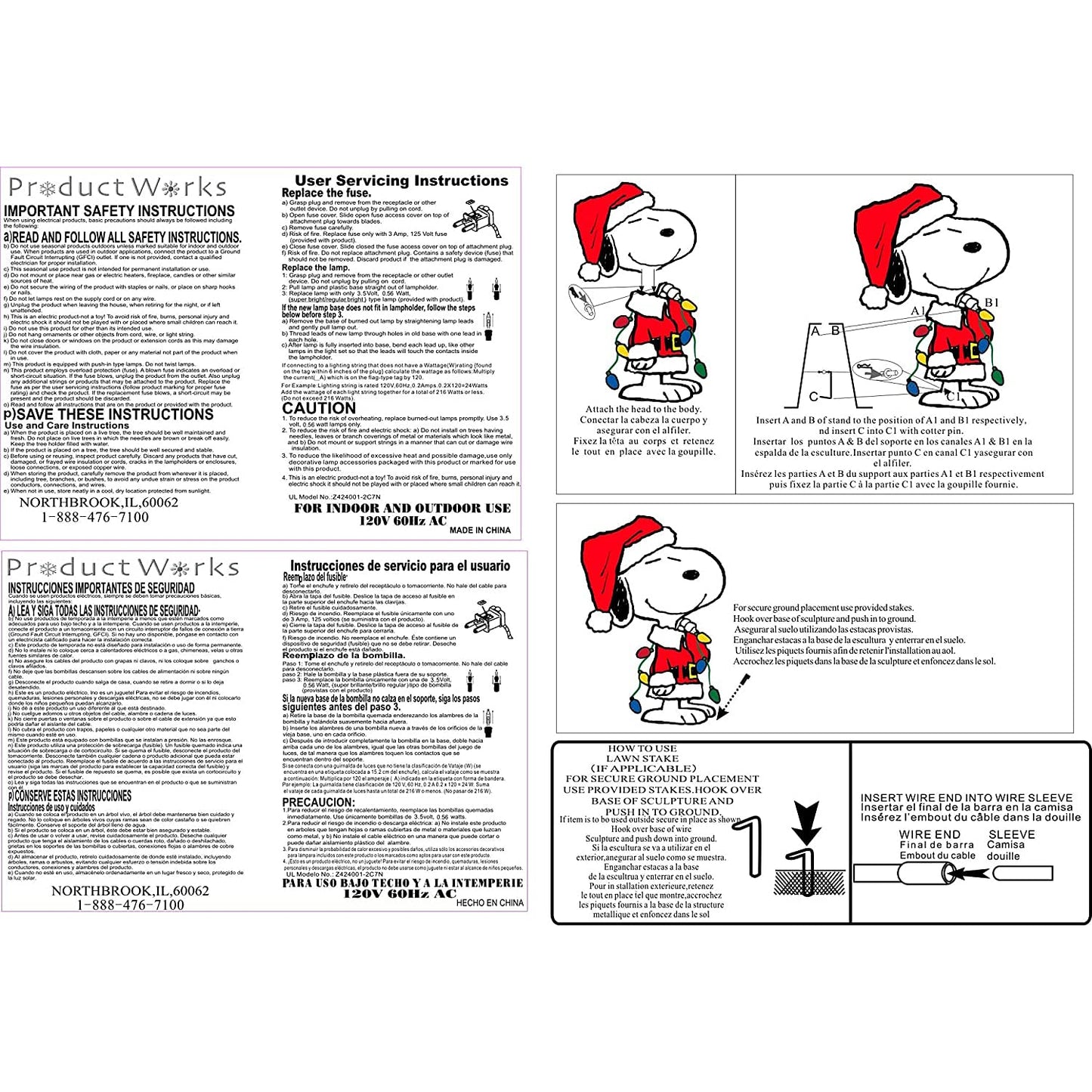 ProductWorks Peanuts Pre Lit 24 Inch Snoopy Santa Claus 2D Outdoor Indoor Christmas Lawn Yard Ornament Home Decoration with 35 Clear Lights and Stand