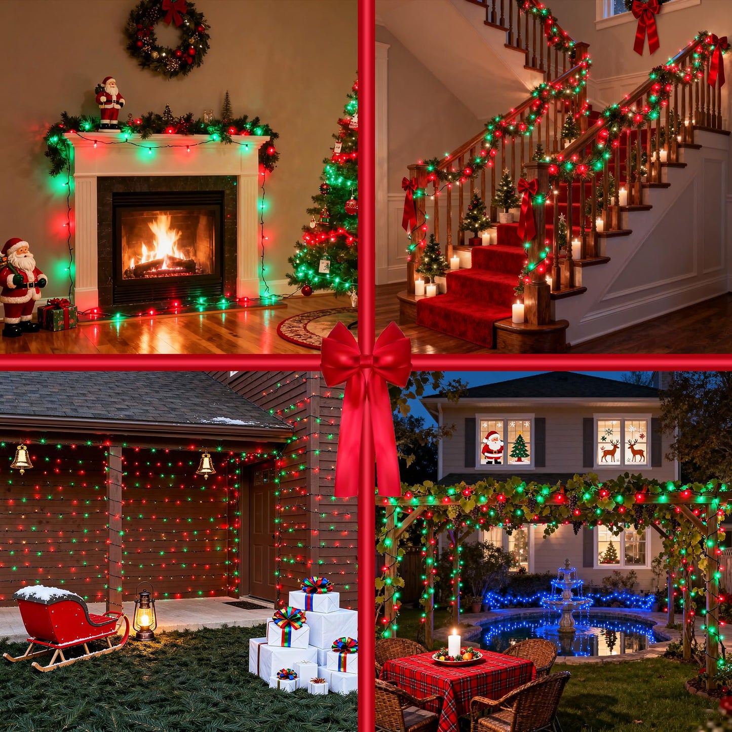 300 LED Red & Green String Lights, 75FT Green Wire Fairy Lights with 12 Modes Dimmable Timer, Spring Decorations for Home, Tree Lights Indoor for Spring Summer Birthday Party Christmas Decorations