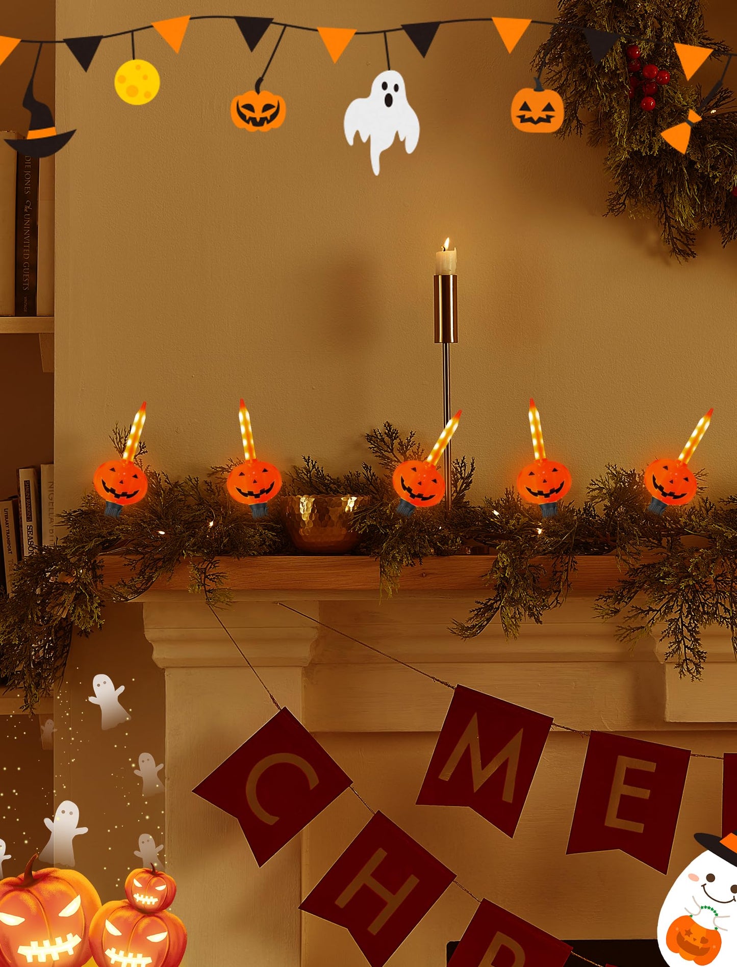 7.5FT Halloween Pumpkin Bubble String Lights Outdoor, 8 LED Jack O' Lantern Bubble Lights, Plug-in Halloween Decorative Lights Waterproof for Yard Porch Garden Pathway Party Christmas Tree Decor