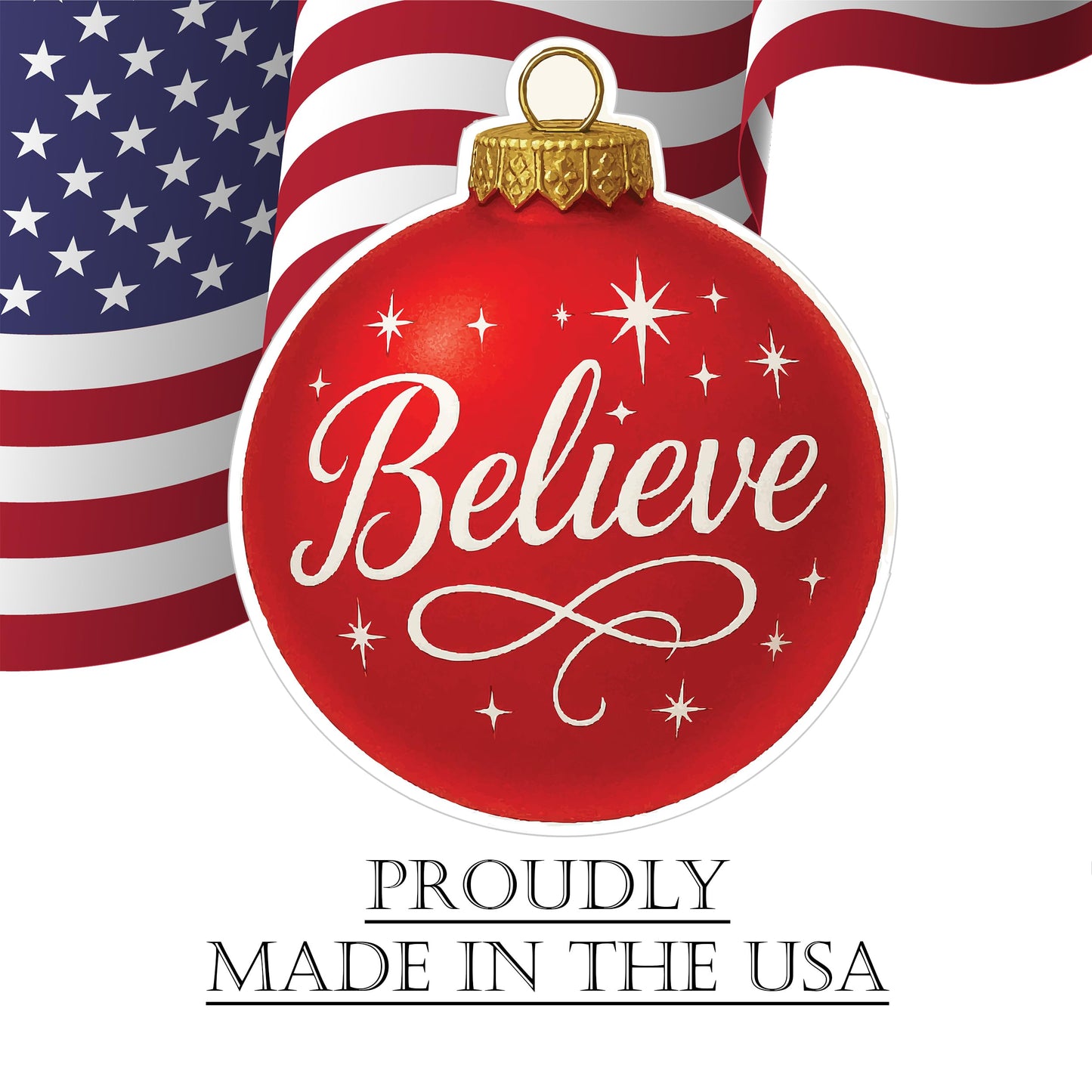Believe Red Ornament Christmas Classic Yard Sign for Home Decor and Lawn Decoration With Stakes, Green Merry Christmas Sign