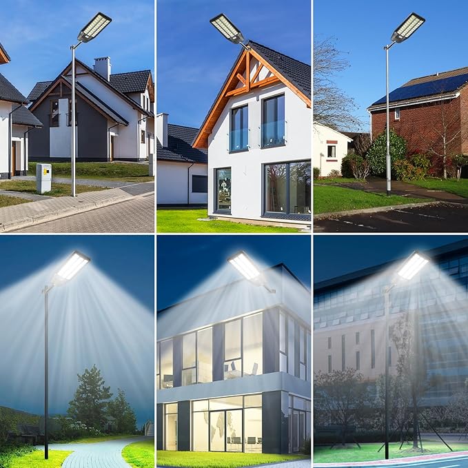 Solar Lights Outdoor 9000W, Commercial Grade Street Light for Outside 480000 Lumens, Solar Parking Lot Lights, Dusk to Dawn LED Security Flood Light Motion Sensor with Remote Control, 2 Pack