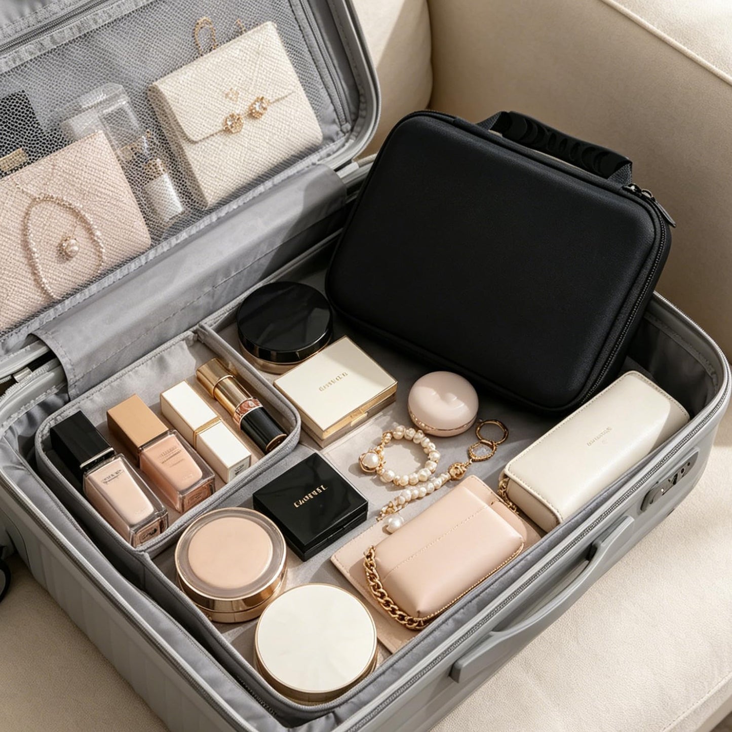 SORNDIF Large Travel Watch Case 5Slot Portable Jewelry Box Versatile Watches Sunglasses Organizer Rings Eyeglasses Zippered Carrying Bag Men