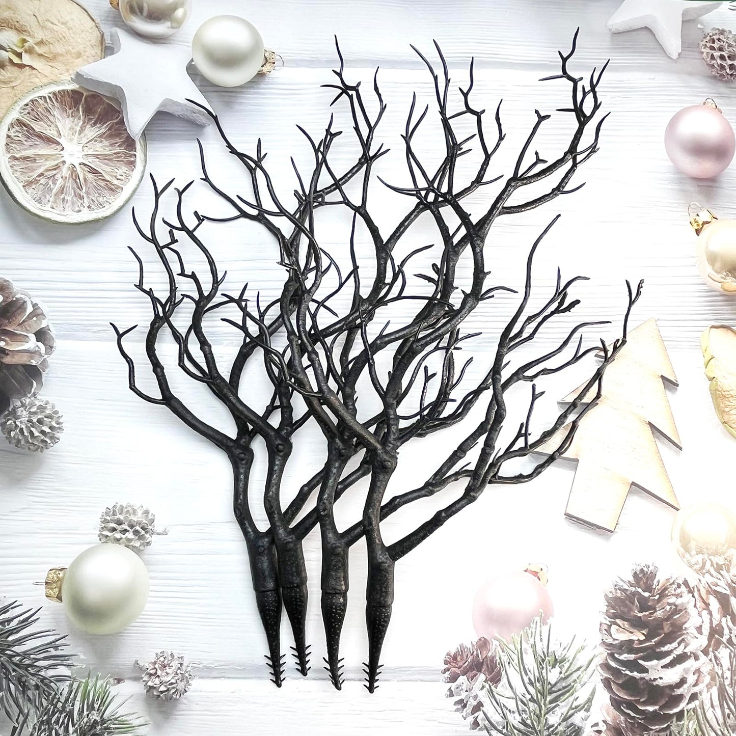 Threemonkys 13.8 inches Artificial Coral Branches Fake Antler Branches Small Branches for Home Decoration Flower Arrangement Wedding Christmas Halloween Festival (Black 10PCS)
