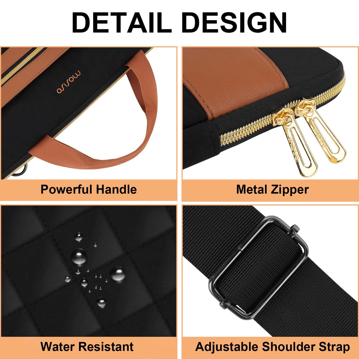 MOSISO Laptop Bag for Men, 15-16 inch Computer Bags Compatible with MacBook Pro 16 inch/Air 15 inch, HP Dell Acer Asus Notebook, Laptop Messenger Shoulder Bag with Trolley Sleeve&Front Pocket, Black