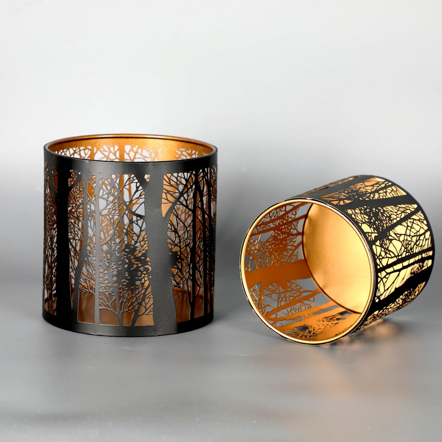 Set of 2 Tealight Candle Holder, Candle Holder with Pattern of Trees Forest, Romantic Mosaic Tea Light Holder Cup for Table Centerpieces, Christmas, Birthday Party, Home Decor