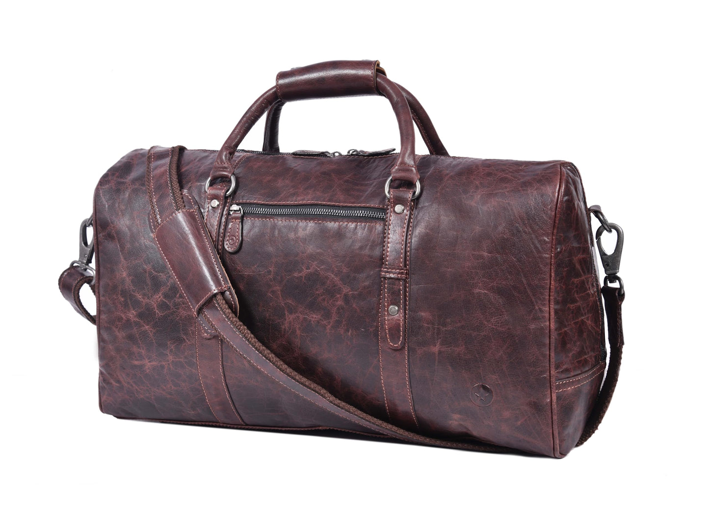 Leather Duffel Bag for Men & Women Travel, Weekend, Overnight, Gym Bag - Florida Brown