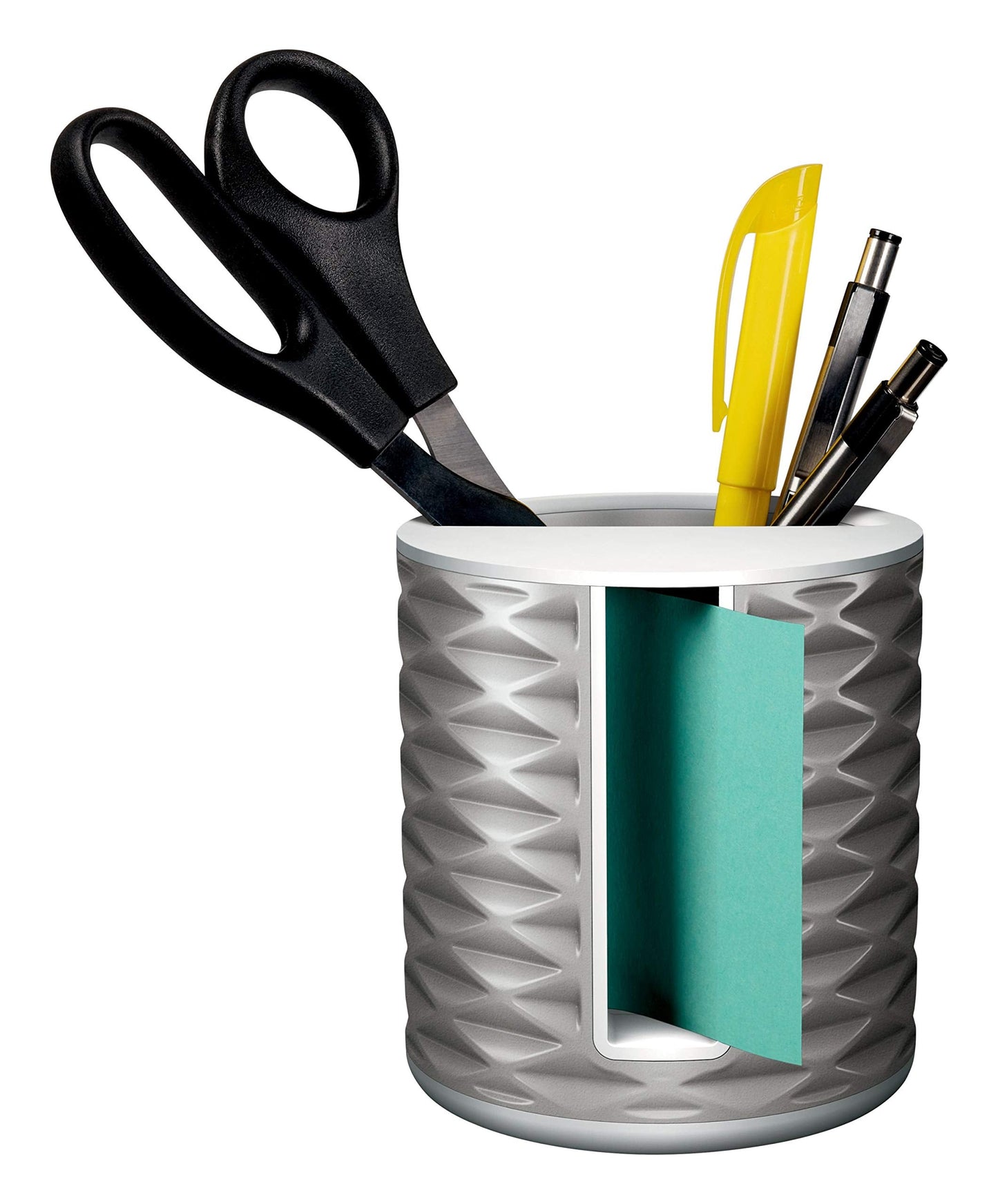 Post-it Note Dispenser with Post-it Pop-up Notes, White Base with Grey Geometric Pattern, 1 Aqua Splash 3 in. x 3 in. Super Sticky Note Pad, Classroom or Office Supplies