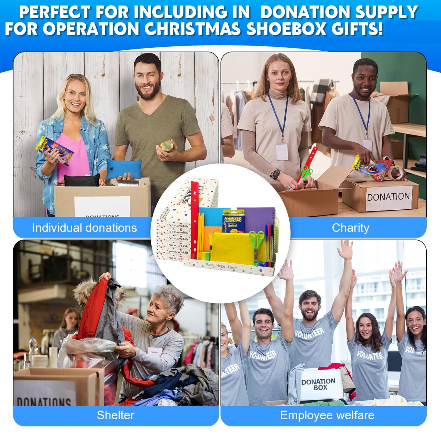 Back to School Supplies Bundle Kit Bulk for Christmas Shoebox Donation Essential Supplies Kit for Christian Charity Packing Party Samaritan Purse Gifts (12)