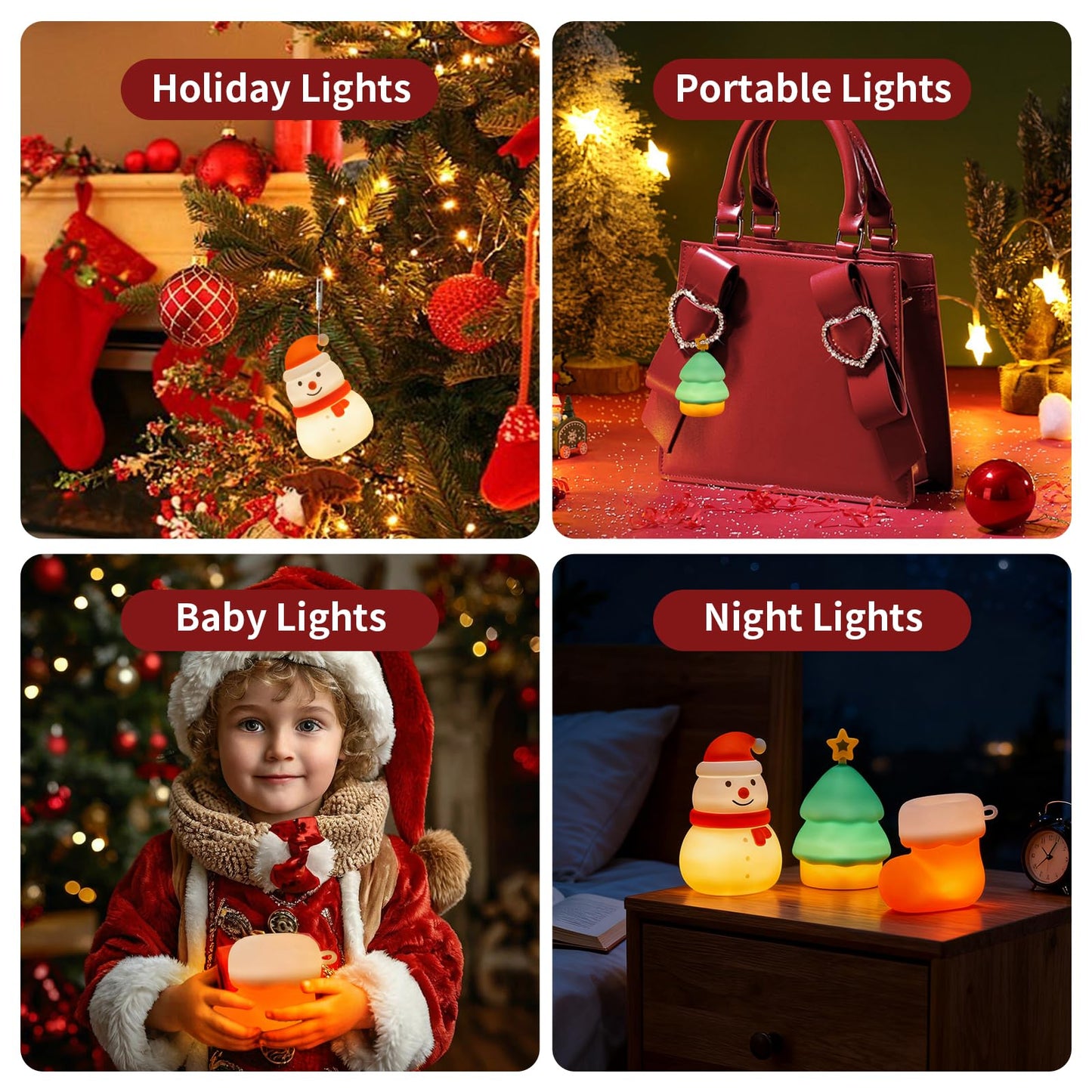INHXSZU Night Light for Kids,Silicone Snowman Nightlight,Rechargeable Portable Bedside Touch Boot Lamp,Dimmable RGB Christmas Tree Lights for Breastfeeding,Room Decor,Baby Nursery,Gifts for Kids