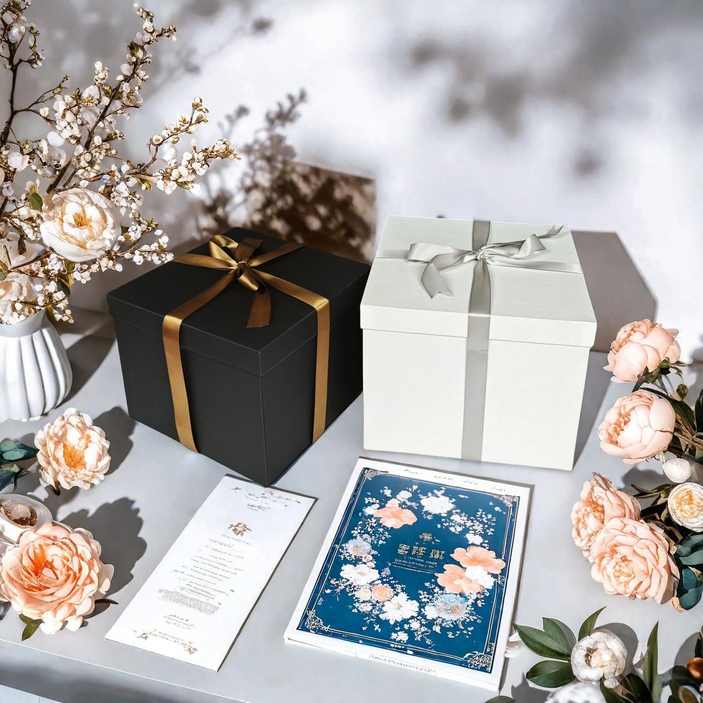YINUOYOUJIA Large Gift Box 12x12x10 Inches,White Gift Boxes for Presents with Lids Ribbon Card,Shredded Paper for Birthday,Valentine's Day,Mother's Day,Christmas,Anniversaries.