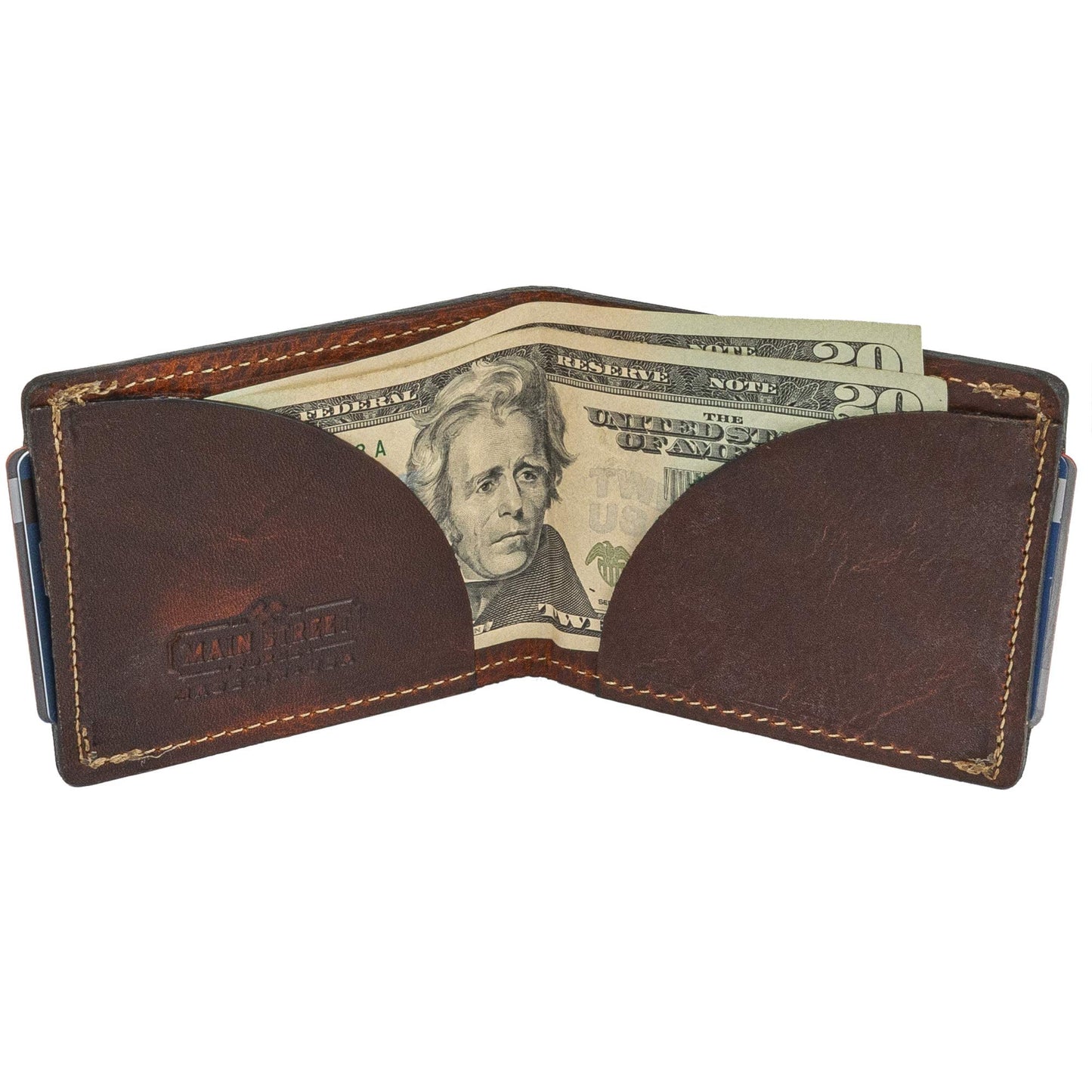 Front Pocket Slim Bifold Wallet for Men | Made in USA | Premium Full Grain Leather Men’s Wallet with Minimalist Design Tobacco Snakebite Brown