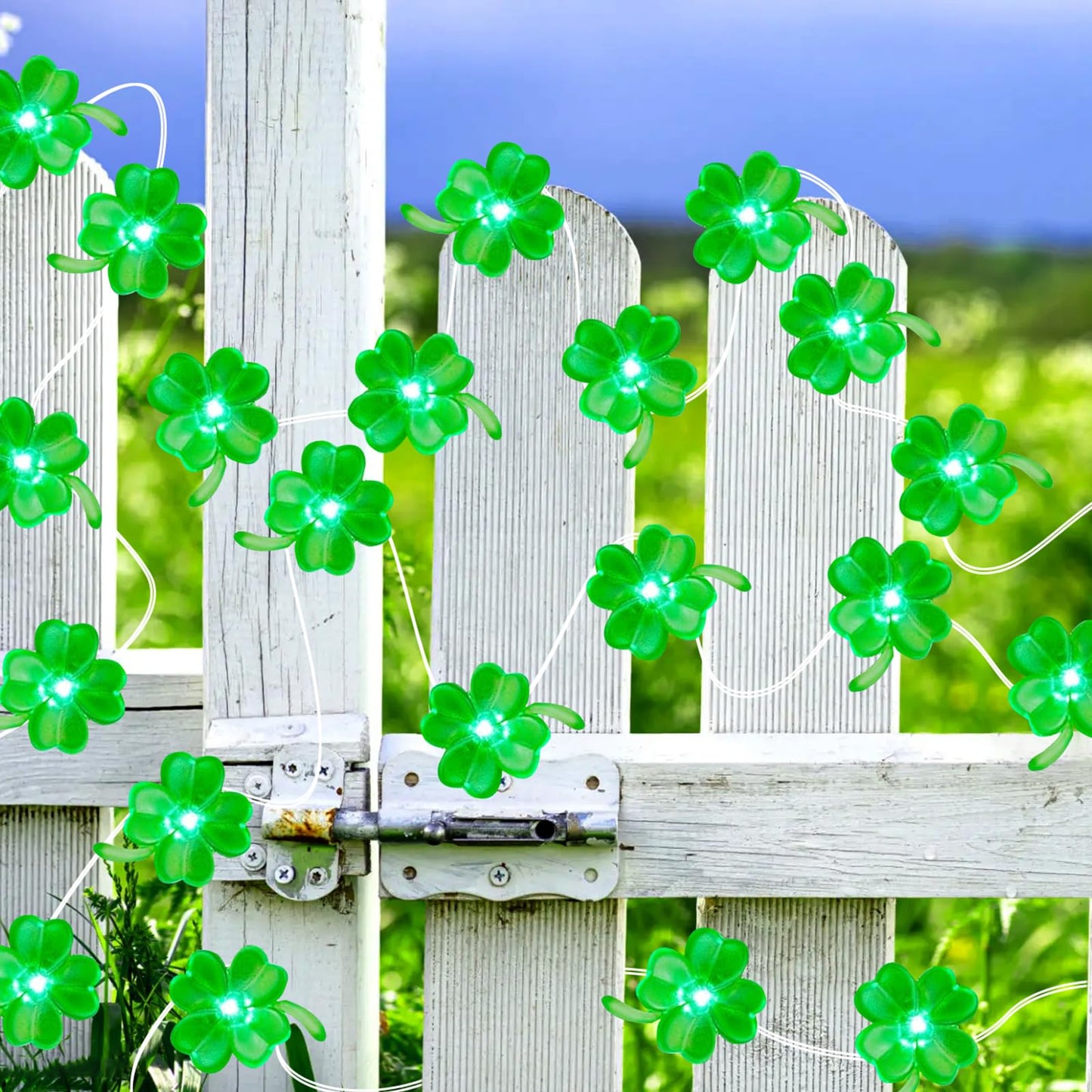 Aogist Super Bright 50LED Shamrock String Lights - 16ft St Patrick's Day 3D Clover Fairy Lights Battery Operated for Indoor/Outdoor Irish Party, Wedding, Holiday Green Decor - 2 Pack