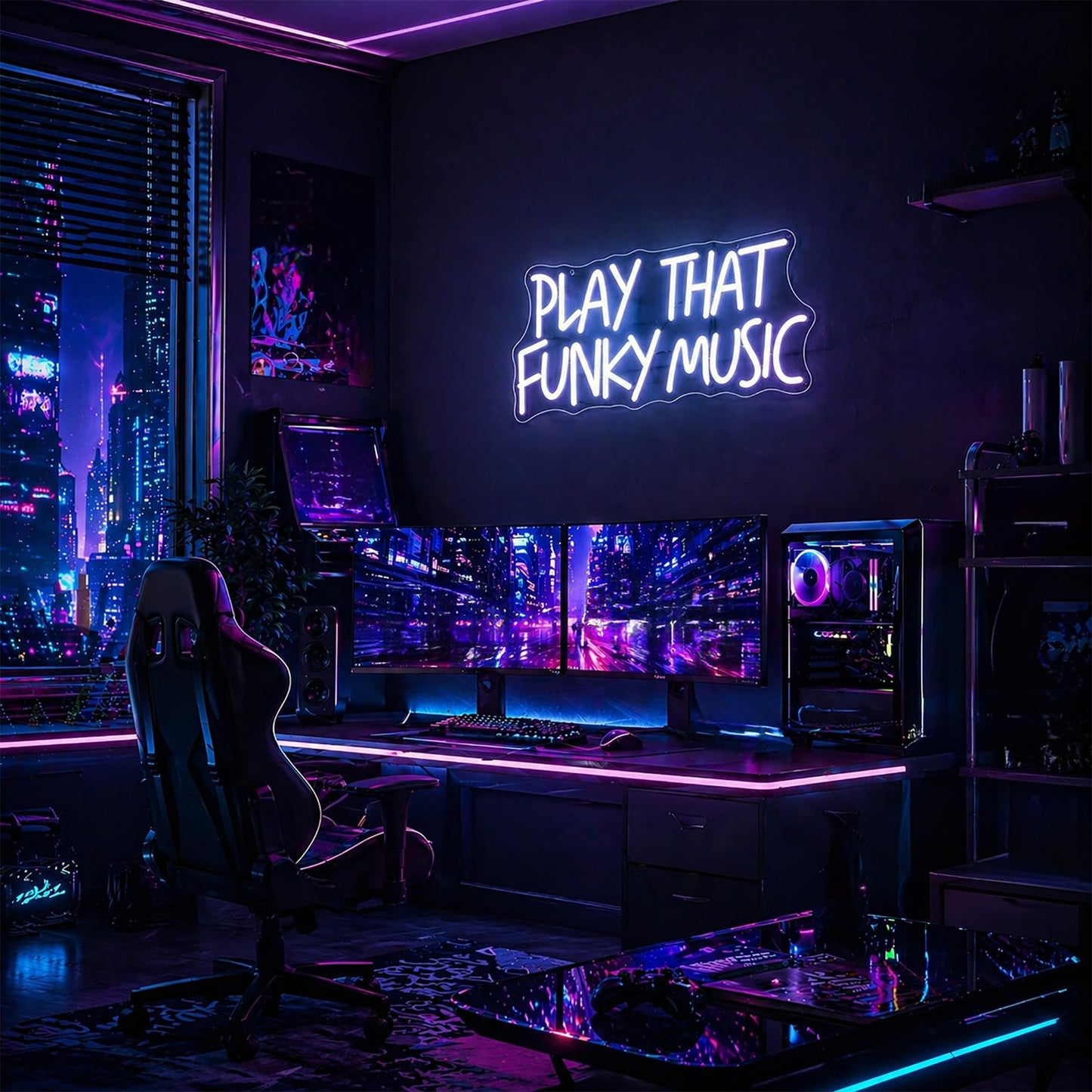 Whfobfe White Neon Sign Led Neon Lights Signs for Wall Decor USB Powered Led Signs for Room Decoration-Play That Funky Music
