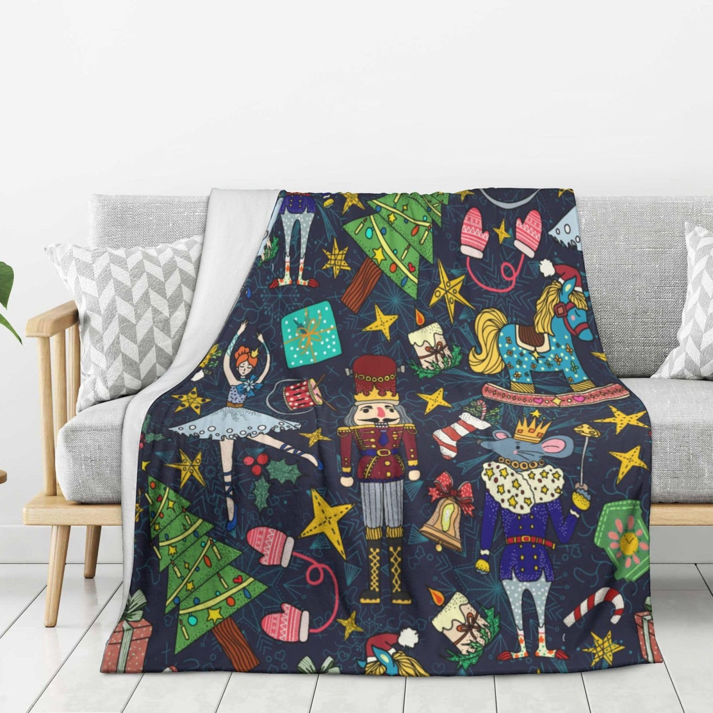 Christmas Nutcracker Throw Blanket Fuzzy Soft Cozy Christmas Nutcracker Blankets Soft Throws Warm Lightweight Plush Fleece Throw Blanket for Kids Men Women Gift Bed Couch Sofa 60"x50"