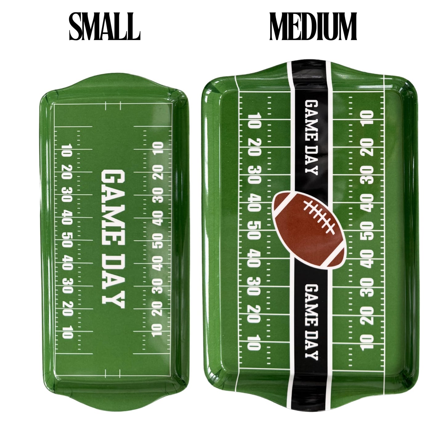 Sprinkles & Confetti Green Game Day Melamine Serving Tray with Handles - BPA-Free, Reusable Platter for Tailgates, Birthdays, Sports Parties - Durable for Charcuterie, Snacks, Wings