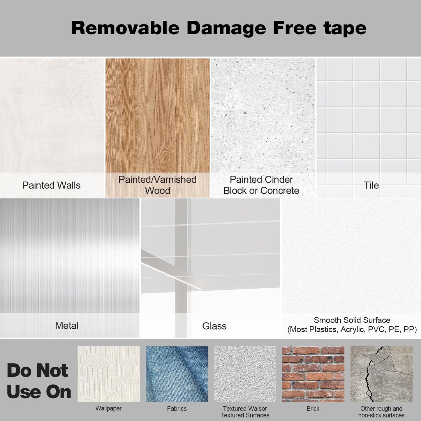 Hasaky Damage Free Removable Wall Tape 18ft, Heavy Duty Double Sided Tape Black, Picture Hanging Strips Replacement, Mounting Tape Adhesive Strips