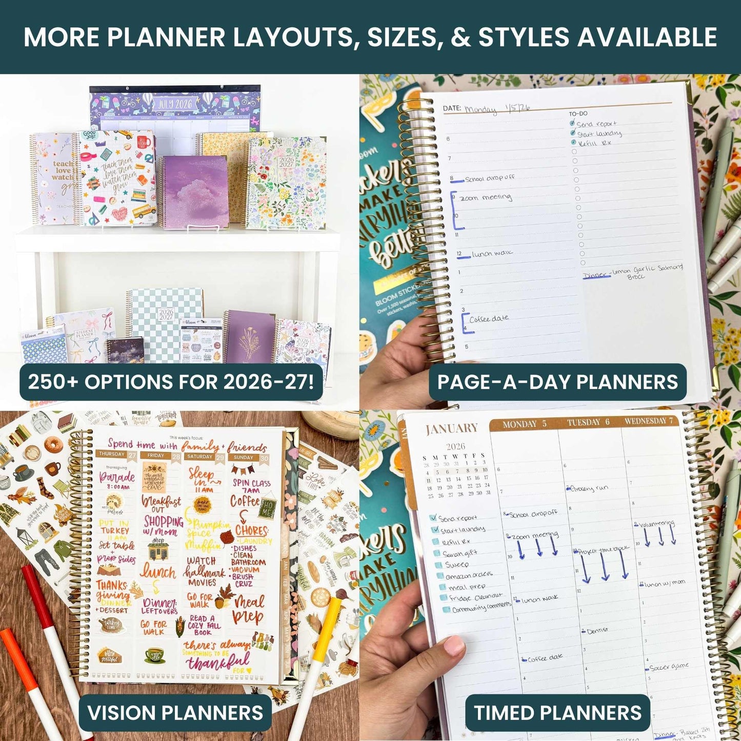 bloom daily planners HARDCOVER Planner 2026-2027 (8.5" x 11") Academic Year (July 2026 - July 2027) - 13 Months Task Goal Planner for Women - Monthly & Weekly Agenda Book - Purple Linen